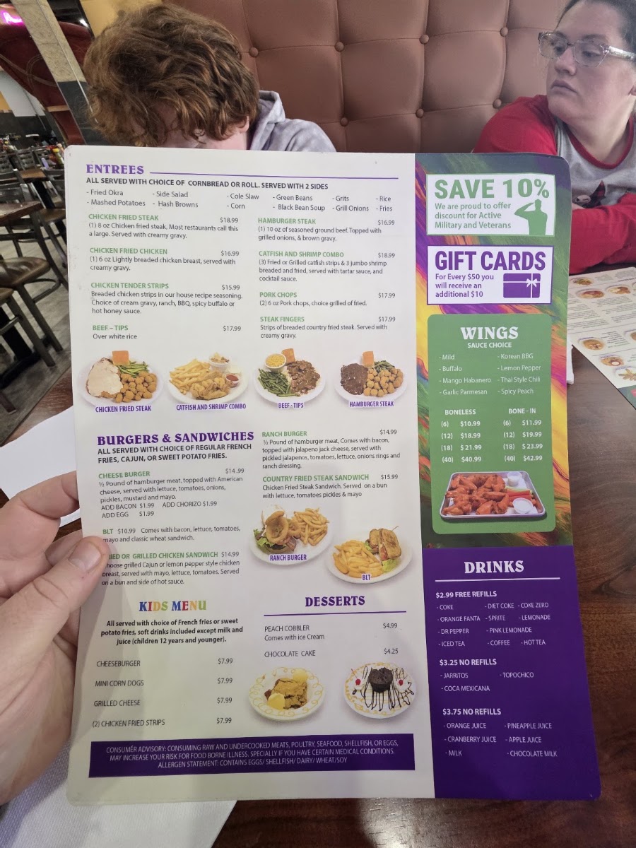 Juanita's Kitchen menu board