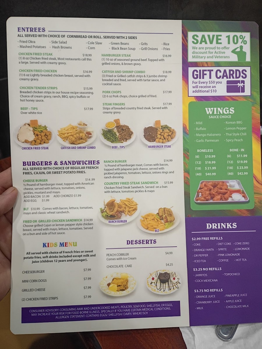 Juanita's Kitchen menu board