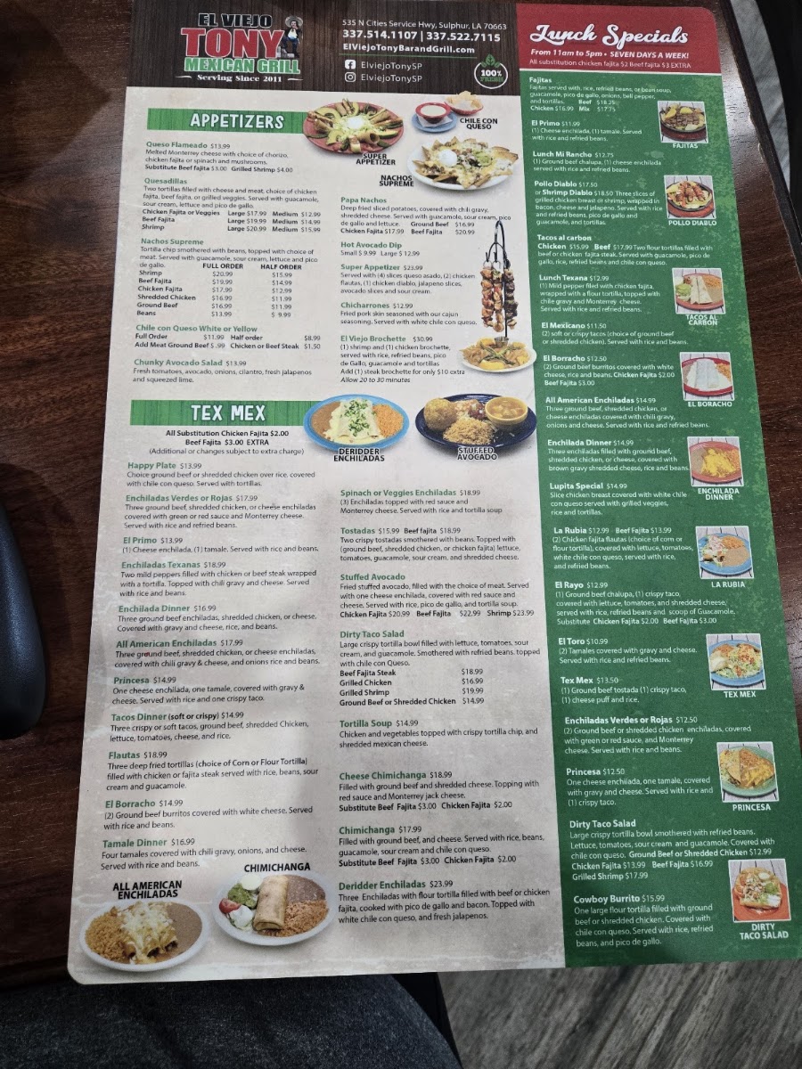 Juanita's Kitchen menu board