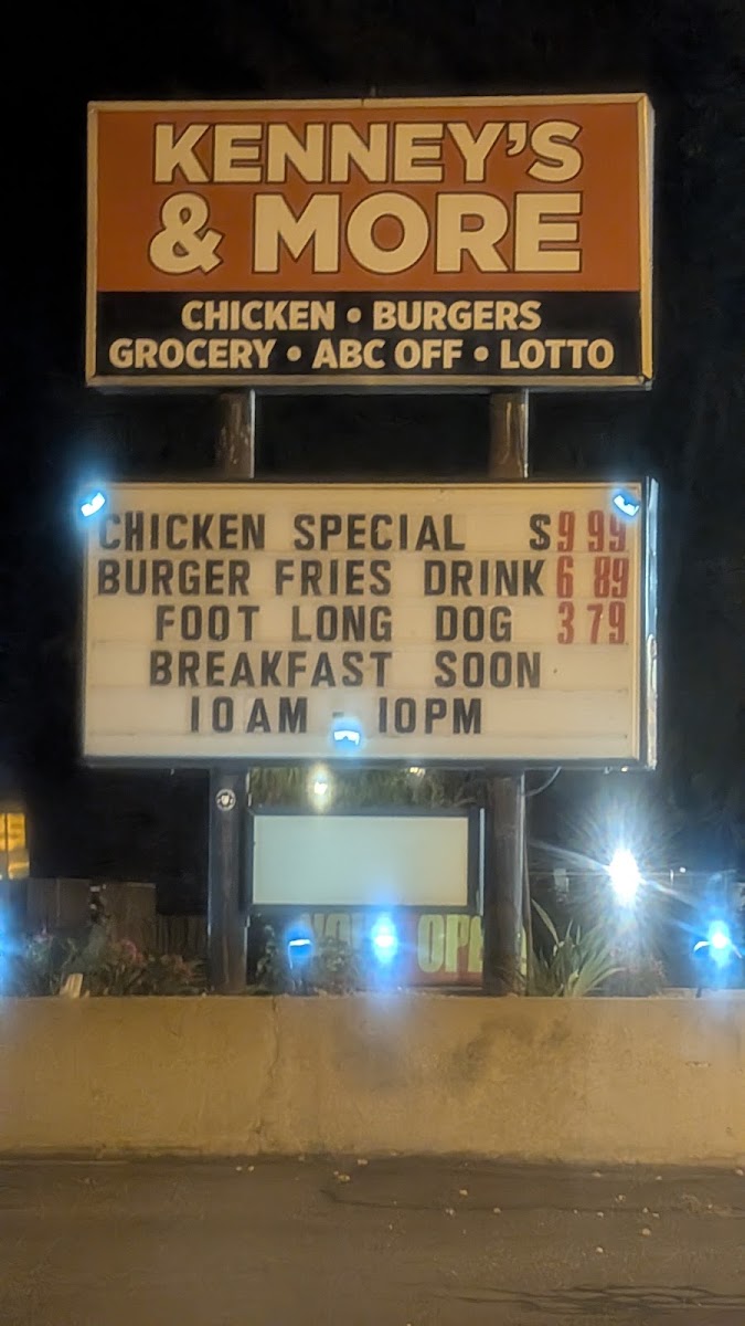 Kenney’s & More menu board