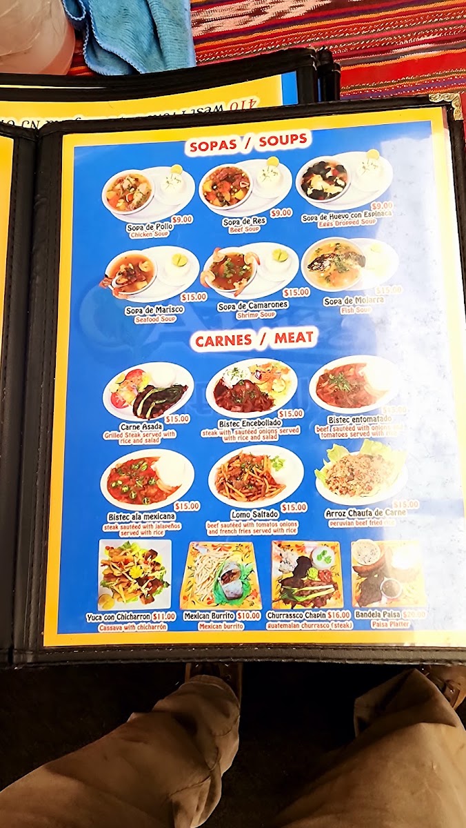 Anita's Restaurant menu board