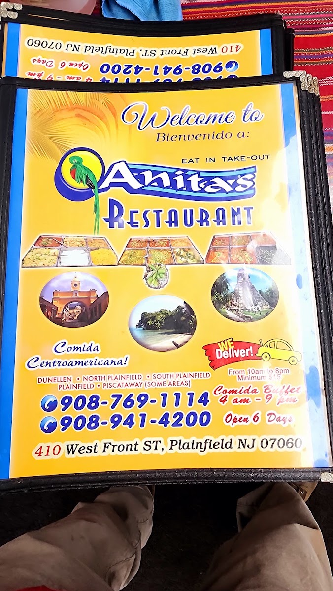 Anita's Restaurant menu board