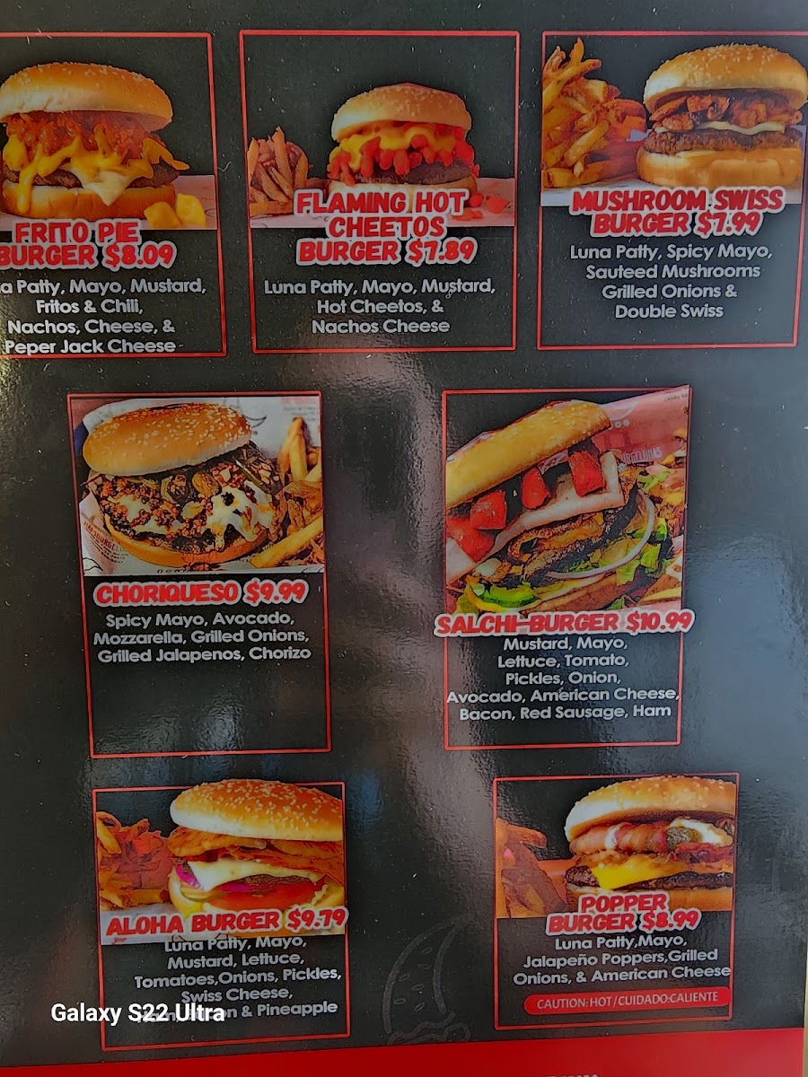 HamburgeLunas menu board