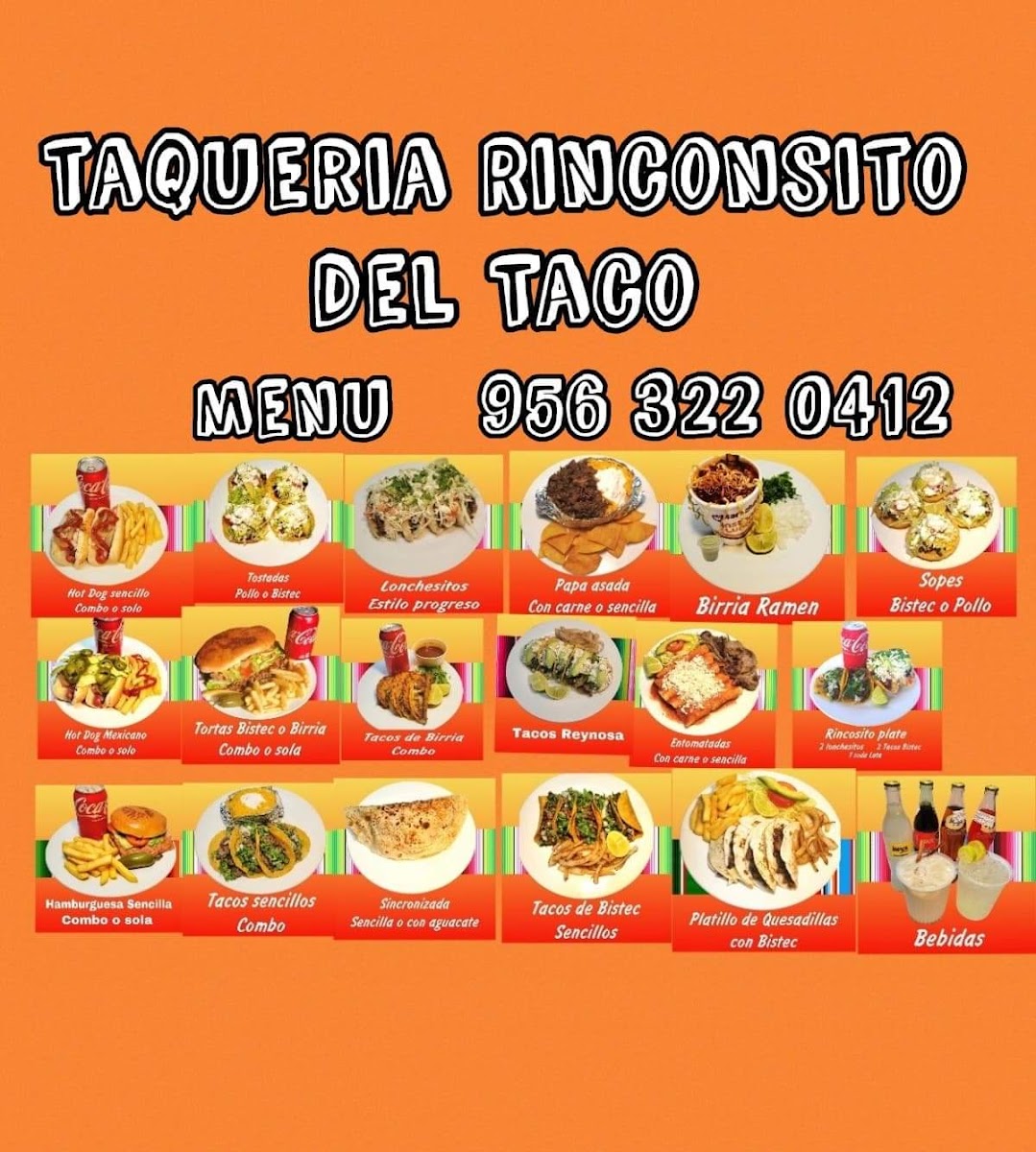 Rinconsito del taco menu board