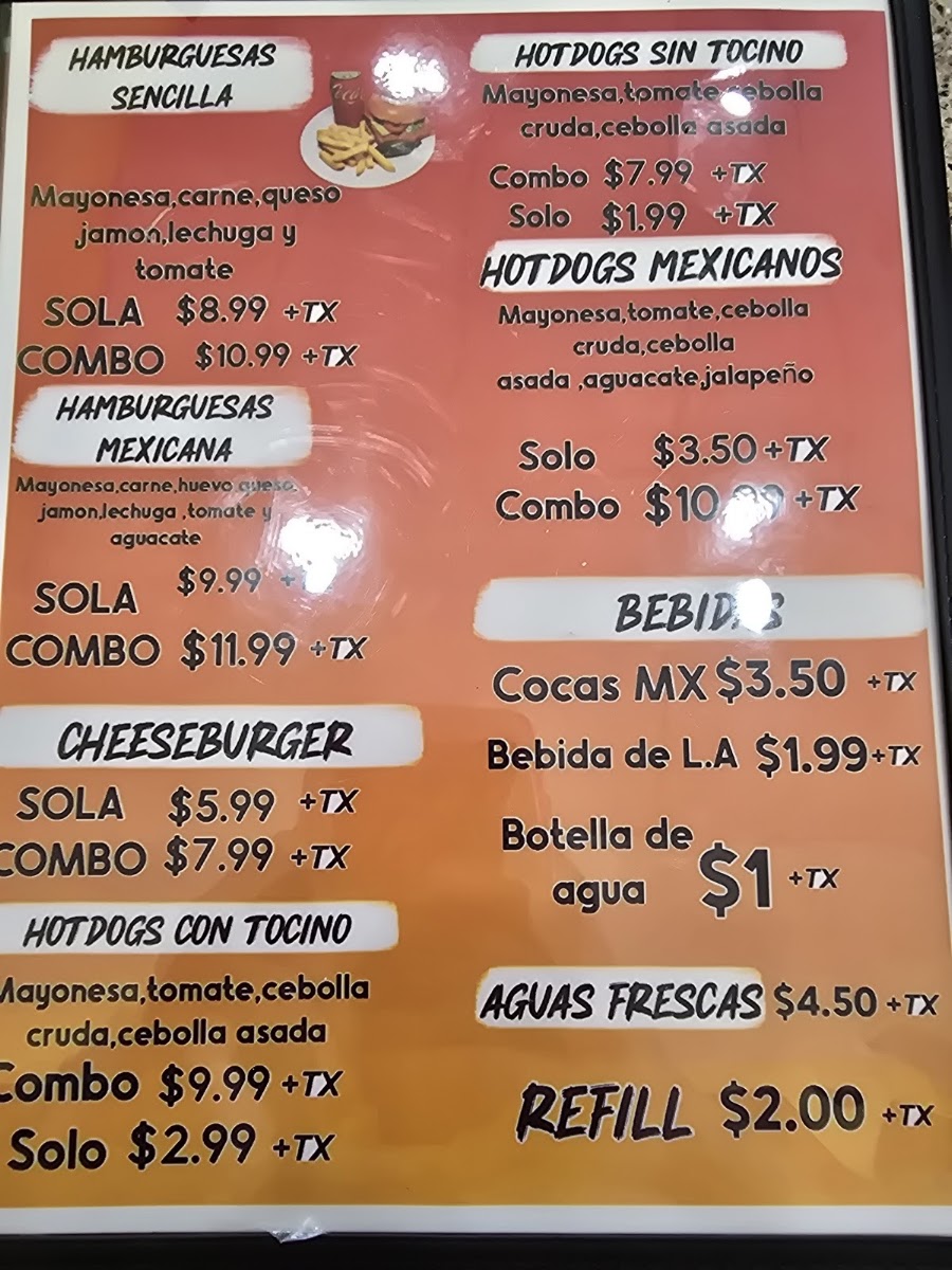 Rinconsito del taco menu board