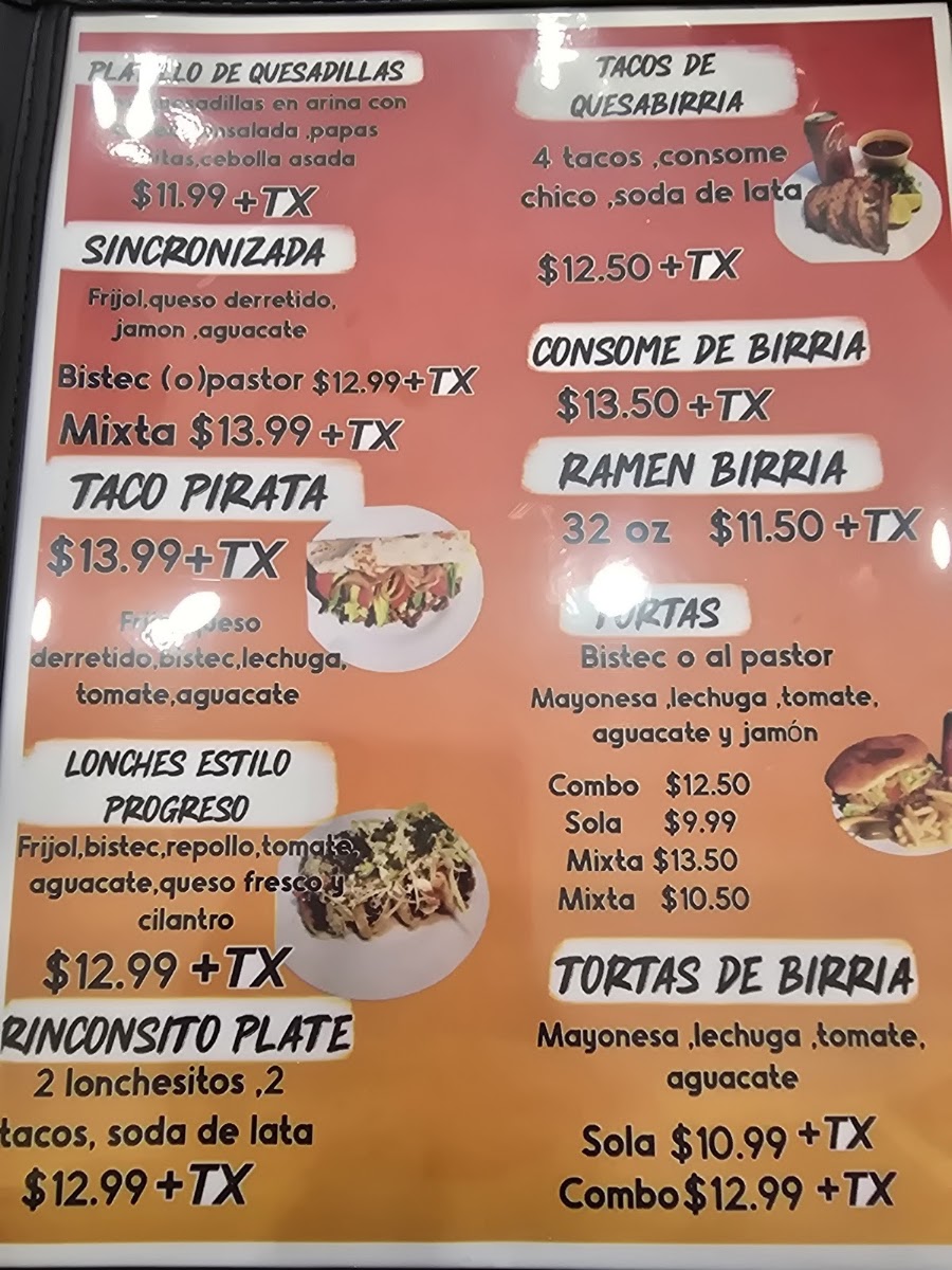 Rinconsito del taco menu board