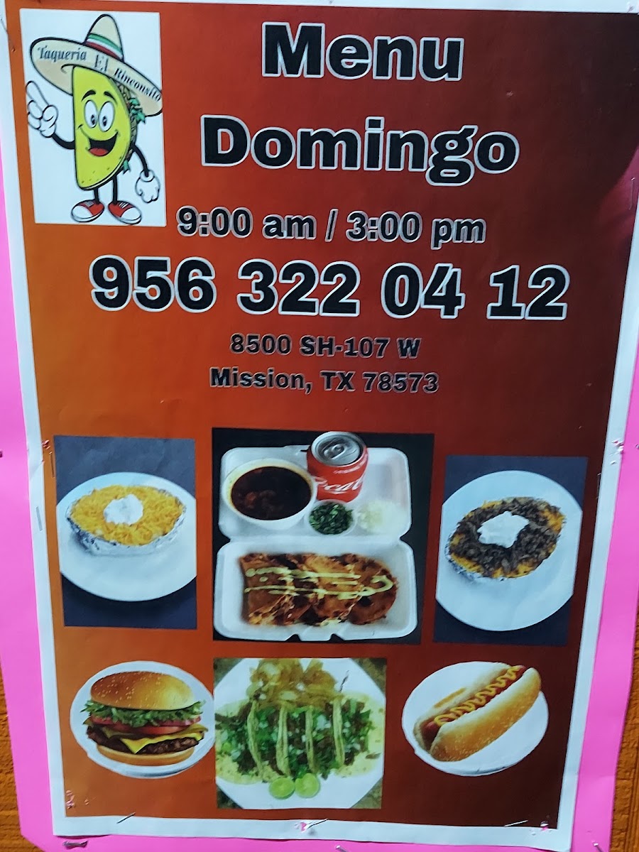 Rinconsito del taco menu board