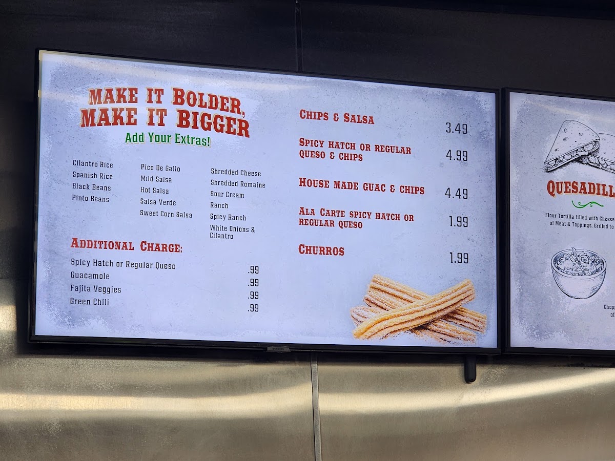 Burrito Bros. menu board