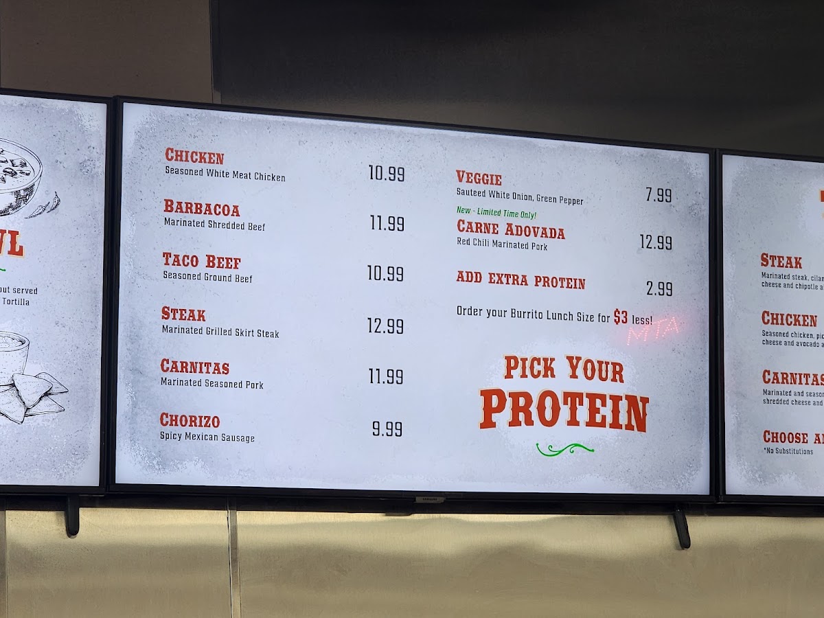 Burrito Bros. menu board