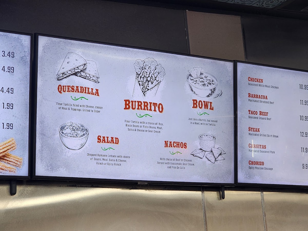 Burrito Bros. menu board