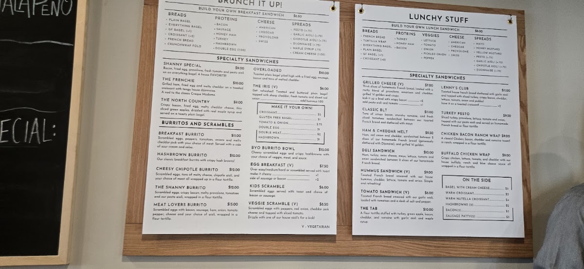 Chrissy Beanz Bakery & Café - Watertown menu board