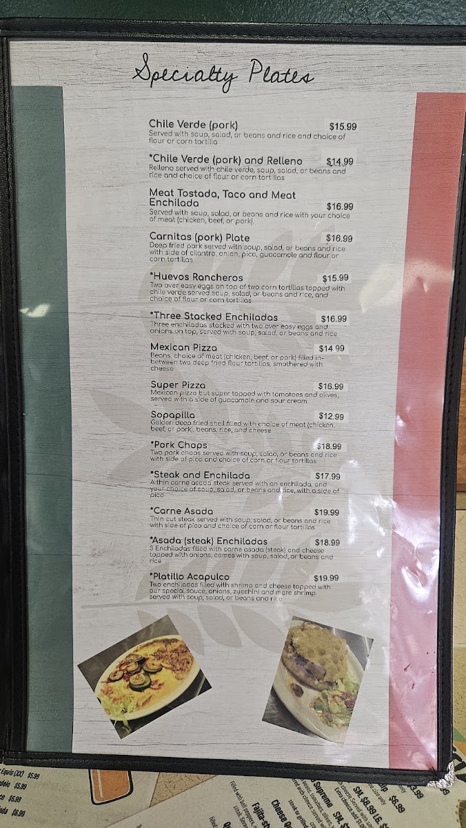 La Cabaña Restaurant | Mexican menu board