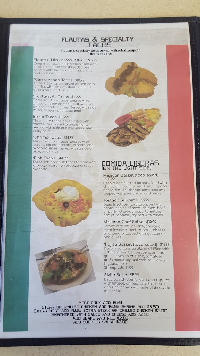 La Cabaña Restaurant | Mexican menu board