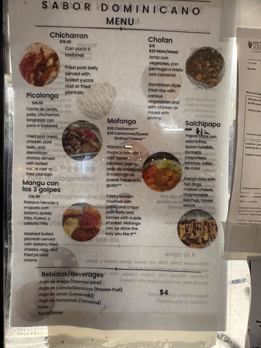 The Dominican Flavor Food truck menu board