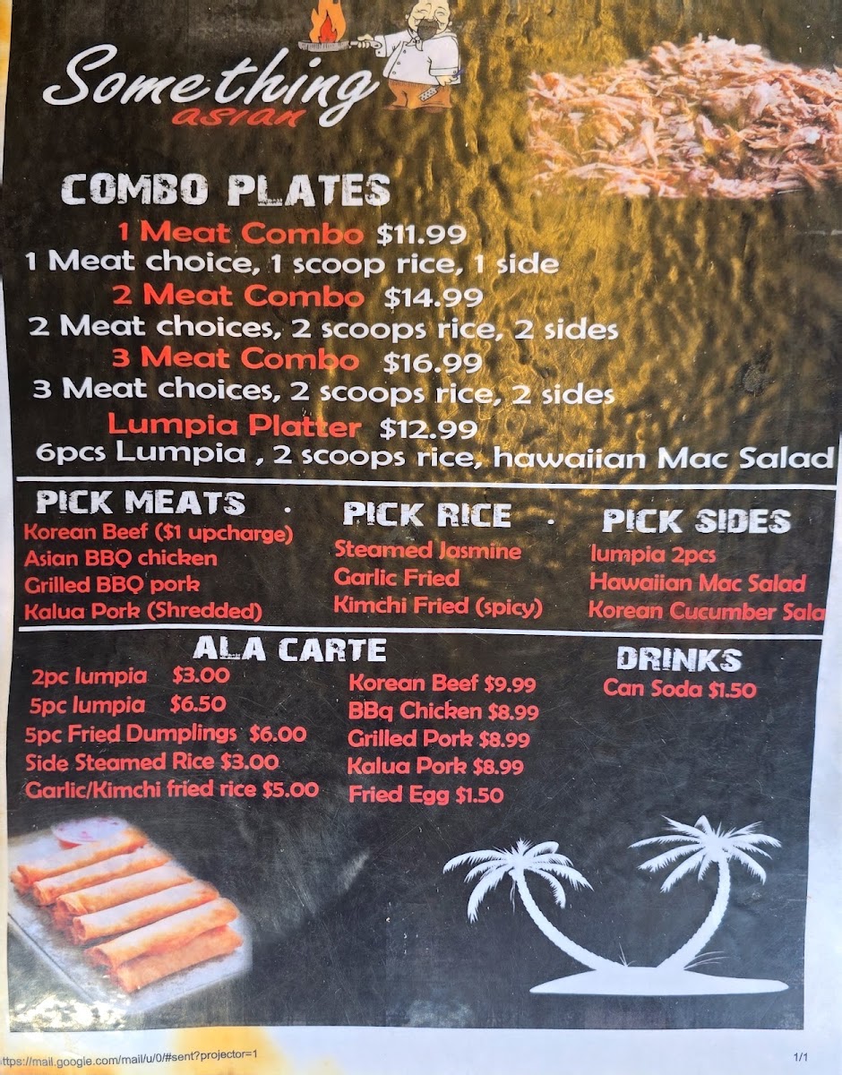 Something Asian menu board