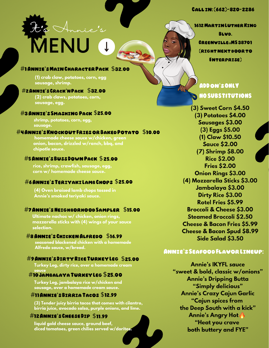 It's Annie's menu board