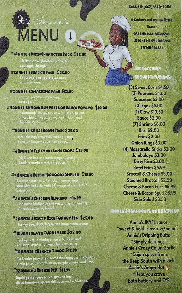 It's Annie's menu board