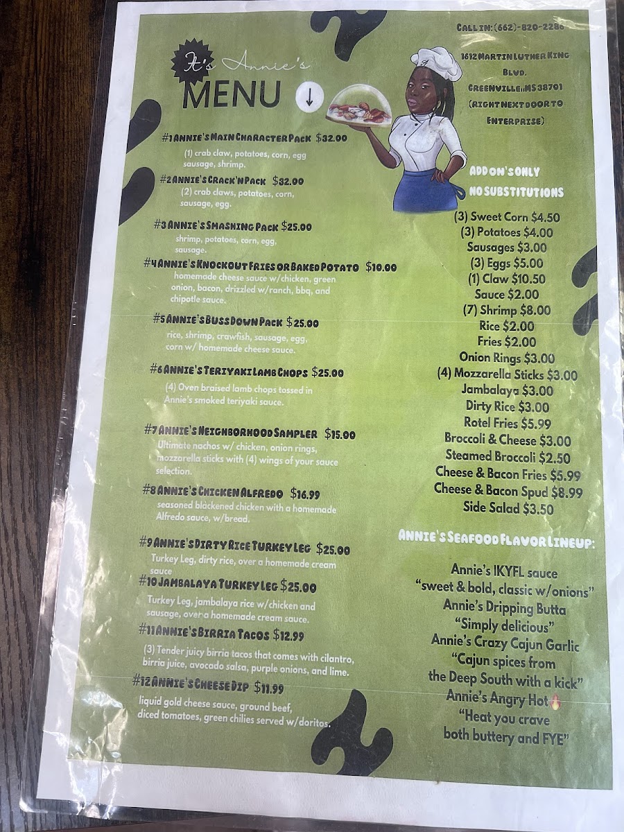 It's Annie's menu board