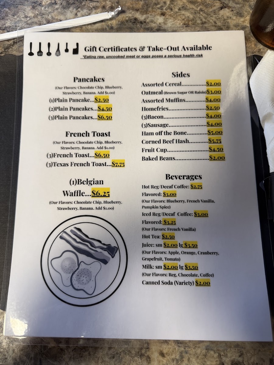 Gram’s Griddle ‘n Grill menu board