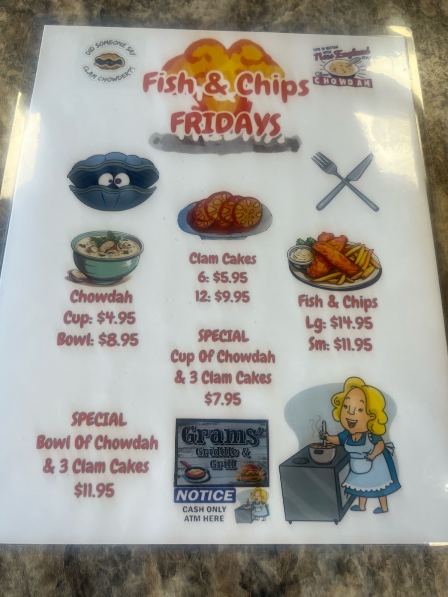 Gram’s Griddle ‘n Grill menu board
