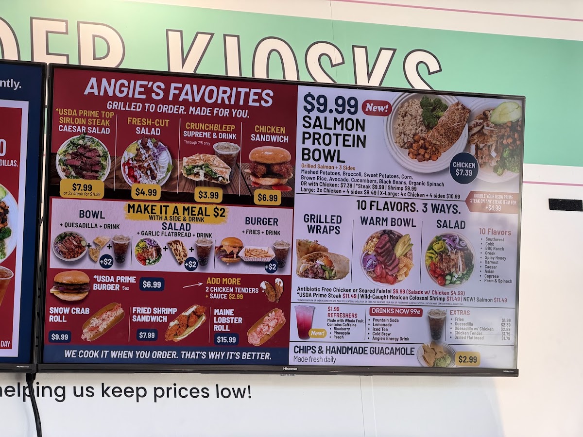 Angie's menu board