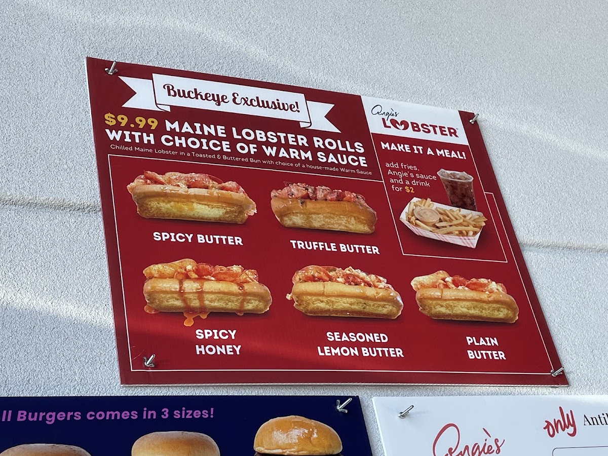 Angie's menu board
