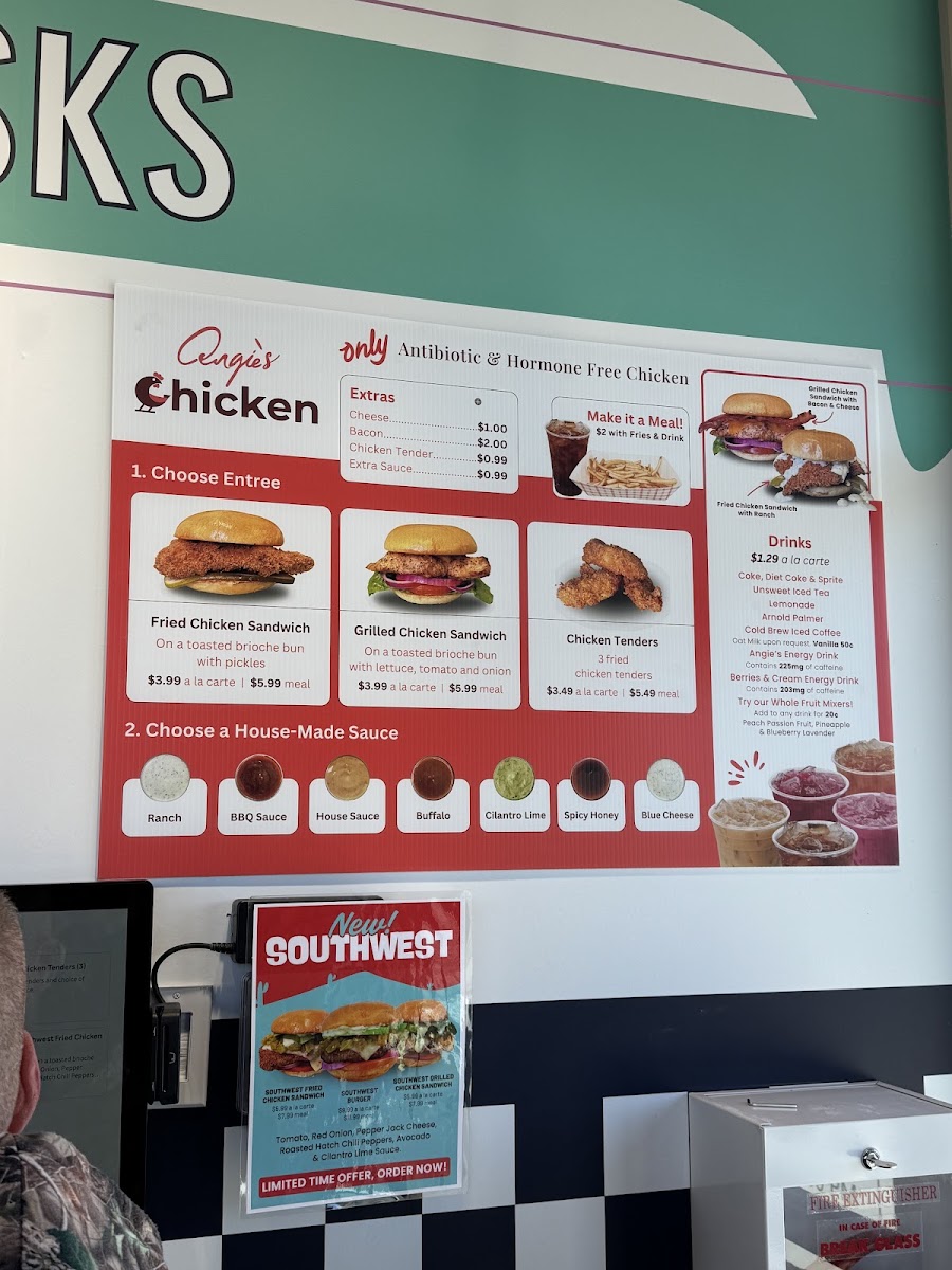 Angie's menu board