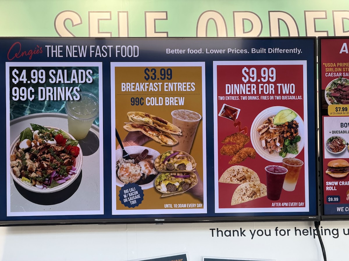 Angie's menu board