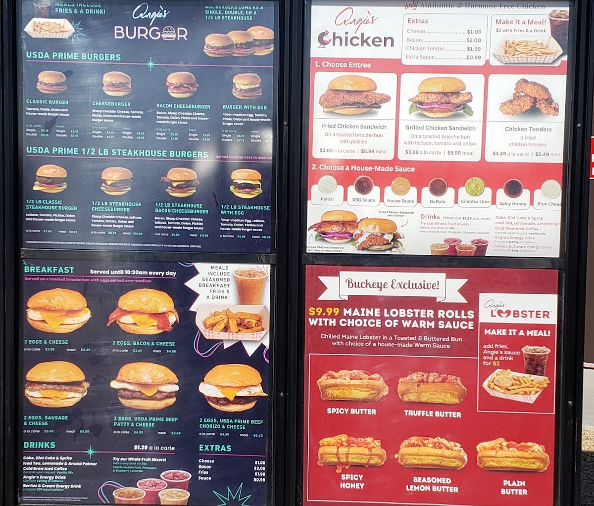 Angie's menu board