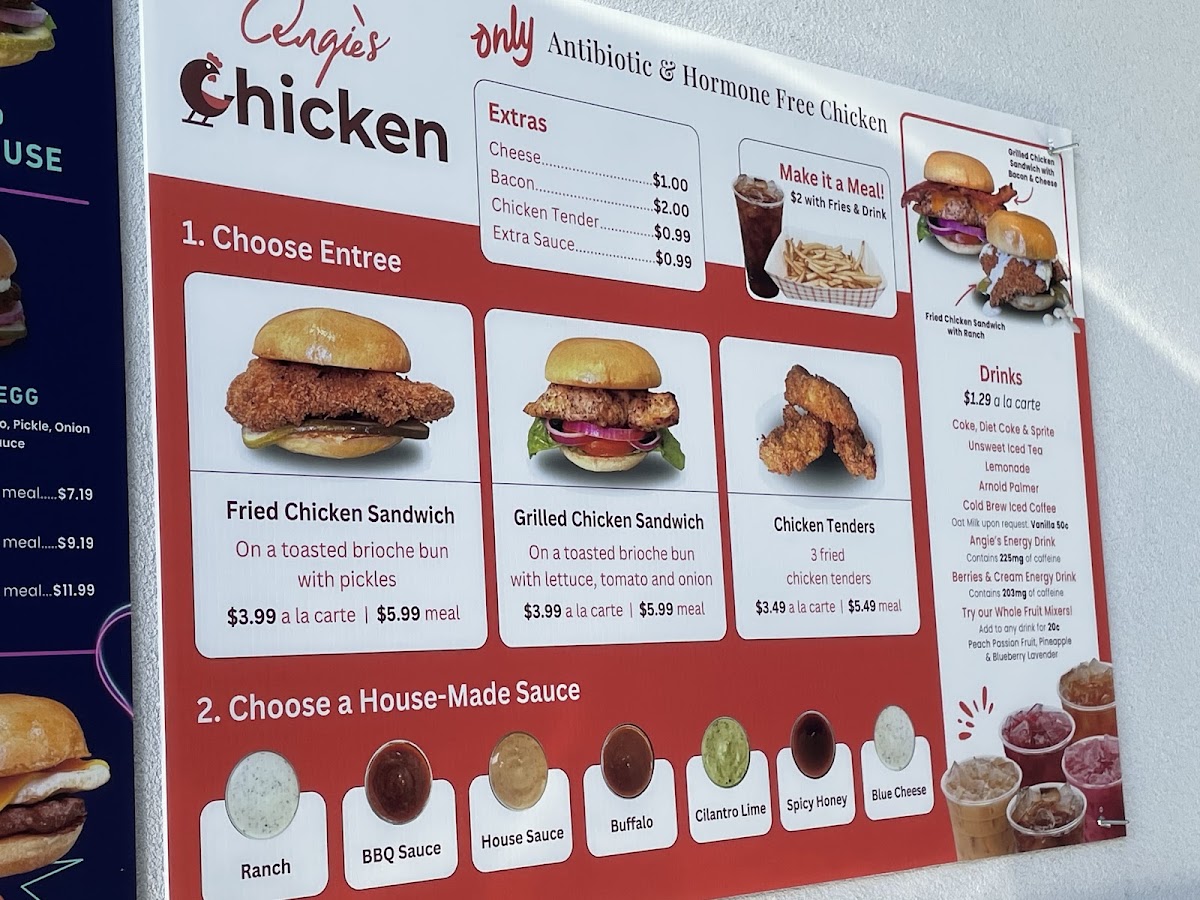 Angie's menu board