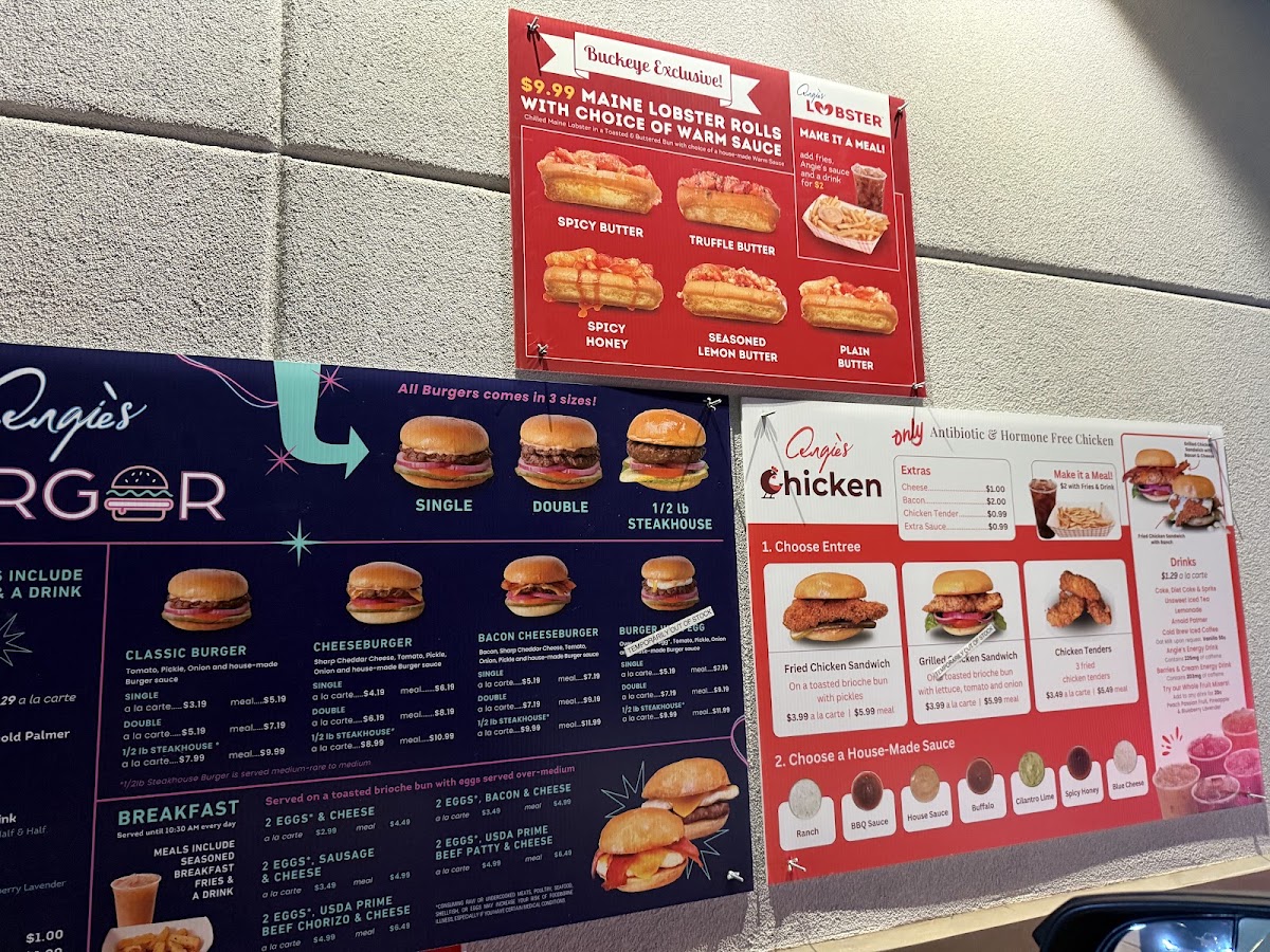 Angie's menu board