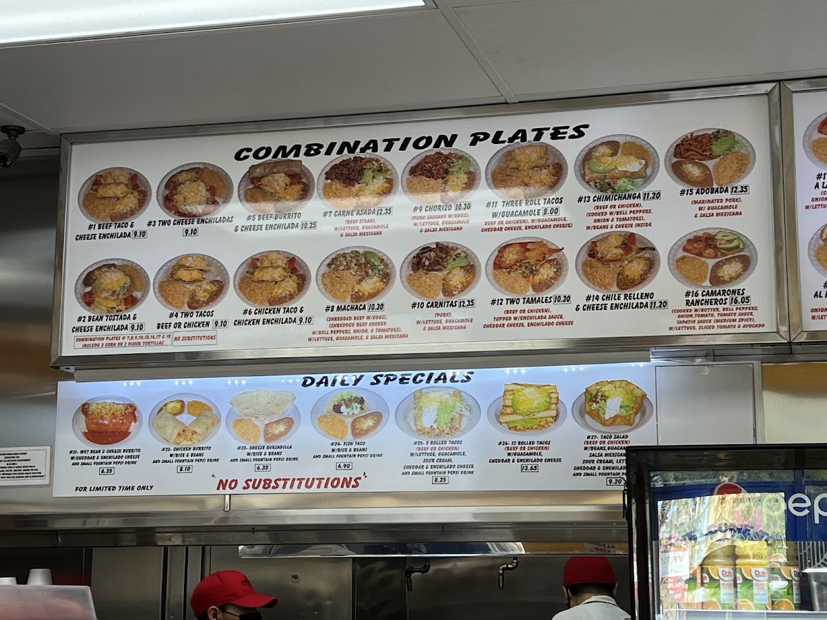 Roberto's Taco Shop menu board