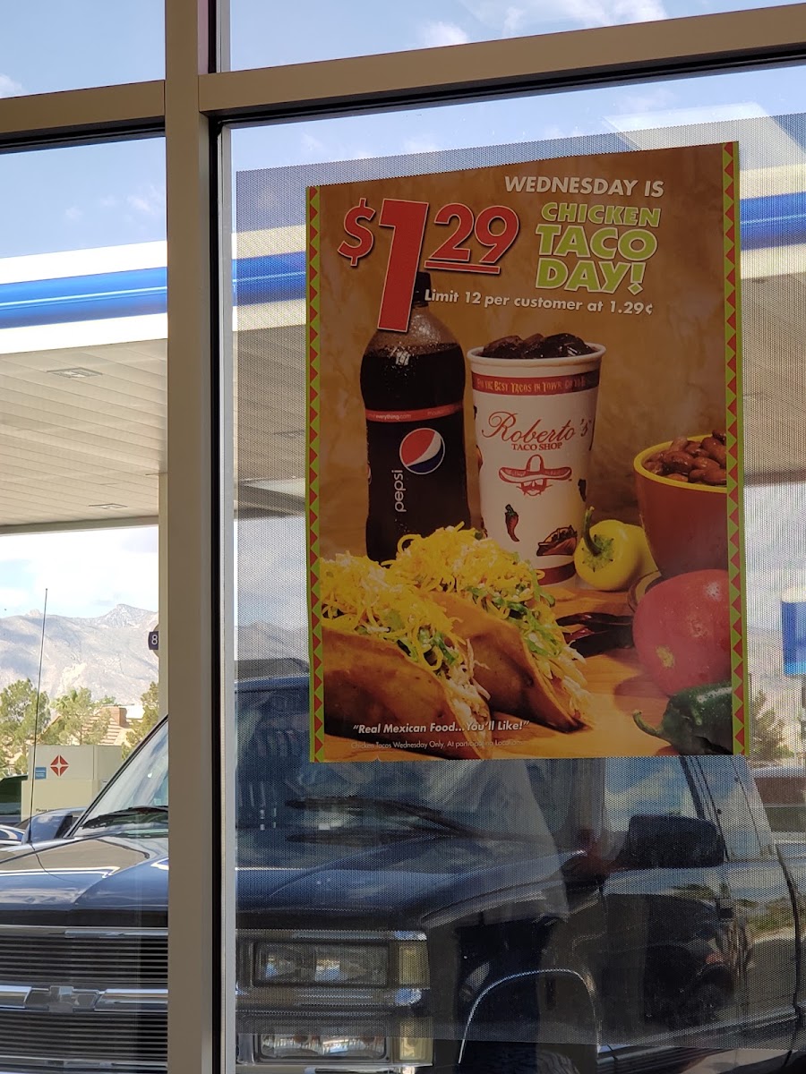 Roberto's Taco Shop menu board