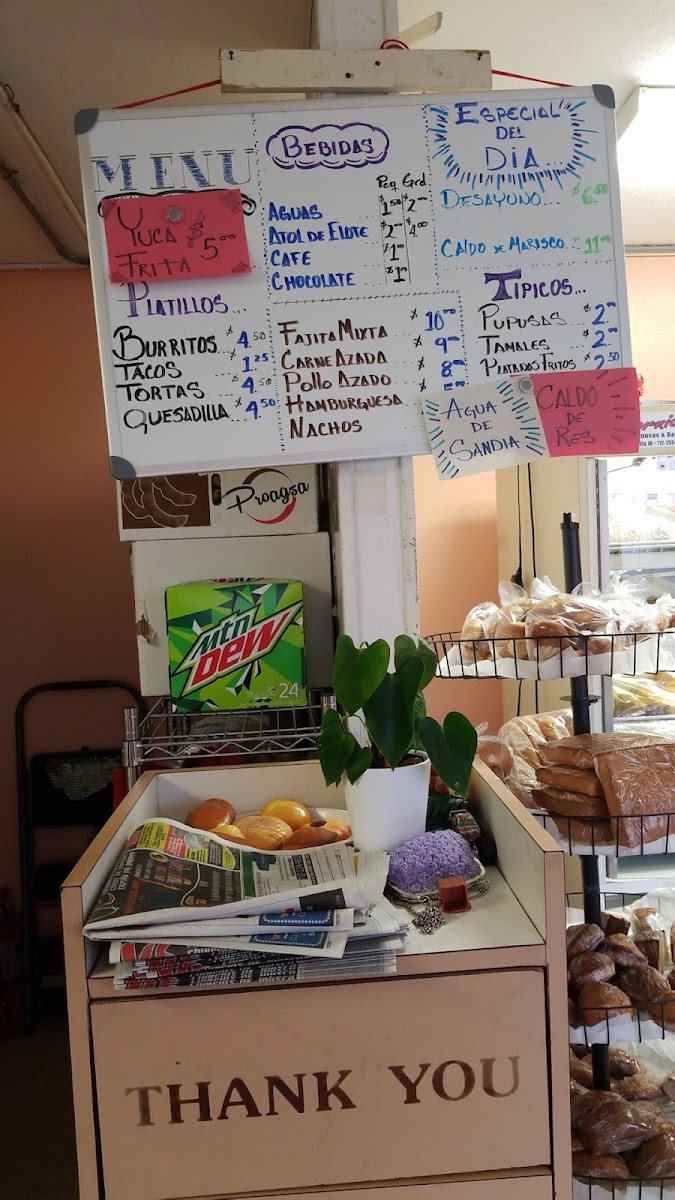 California Bakery menu board
