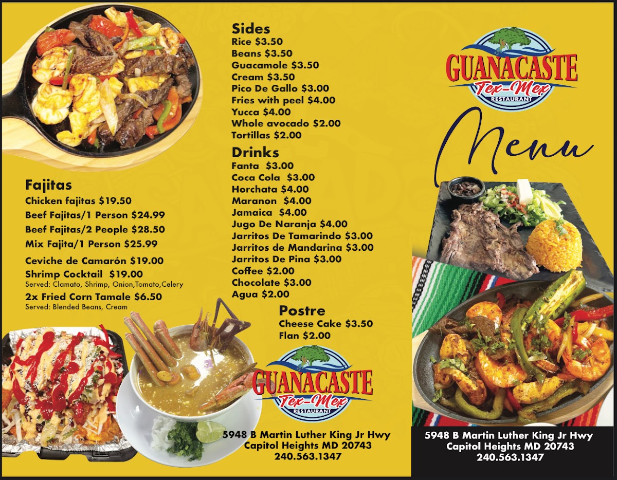 Guanacaste menu board