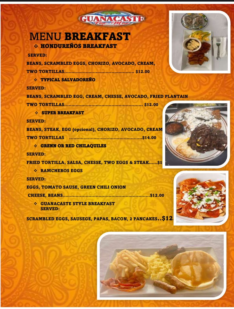 Guanacaste menu board