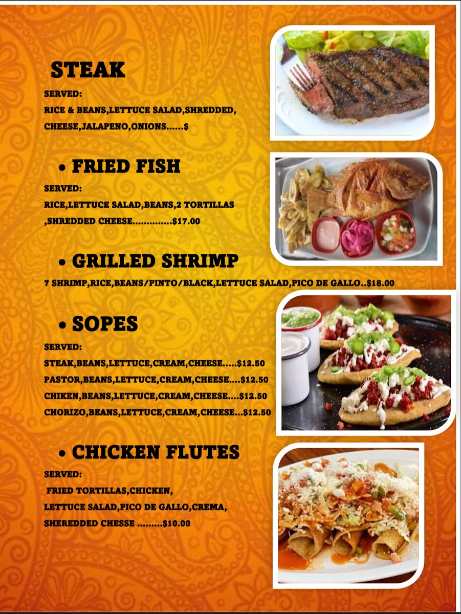 Guanacaste menu board