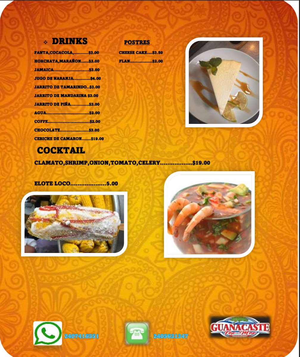 Guanacaste menu board