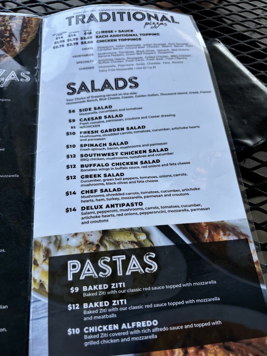 Pizza World At Cape Fair Marina menu board