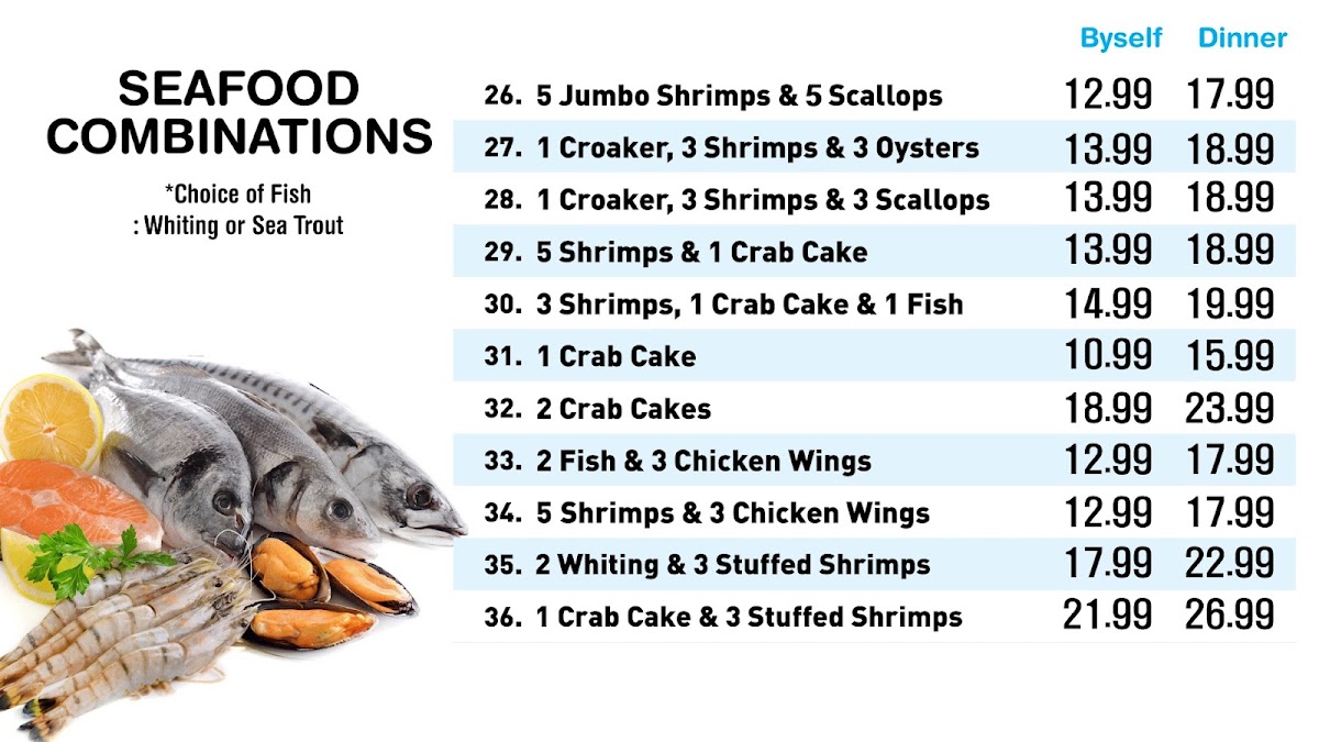 South Pride Seafood menu board