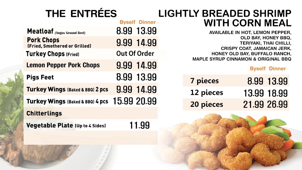 South Pride Seafood menu board