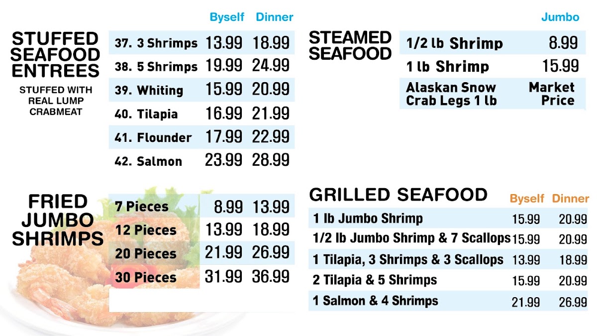 South Pride Seafood menu board