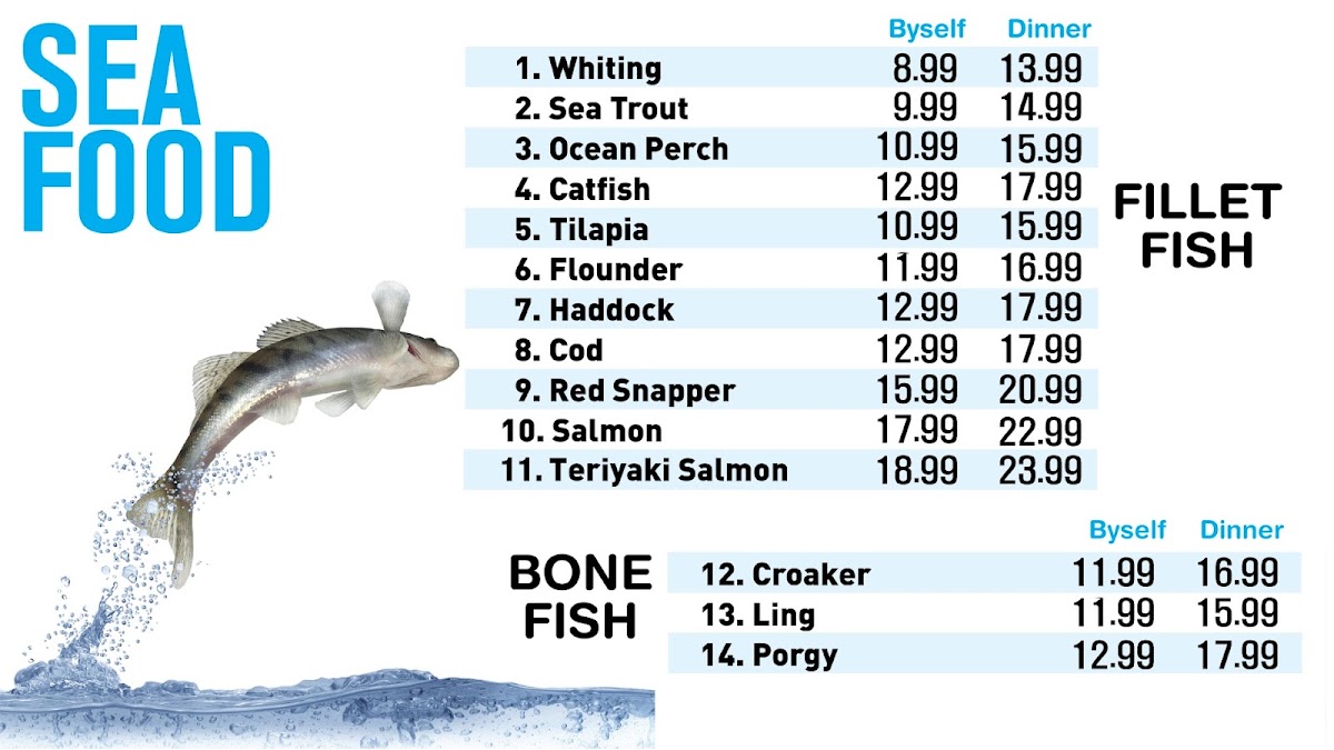 South Pride Seafood menu board