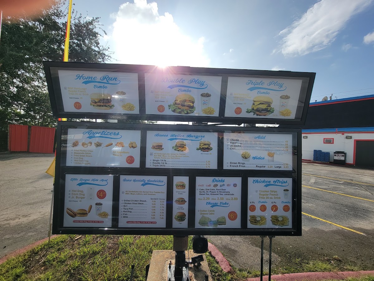 Bases Burgers menu board
