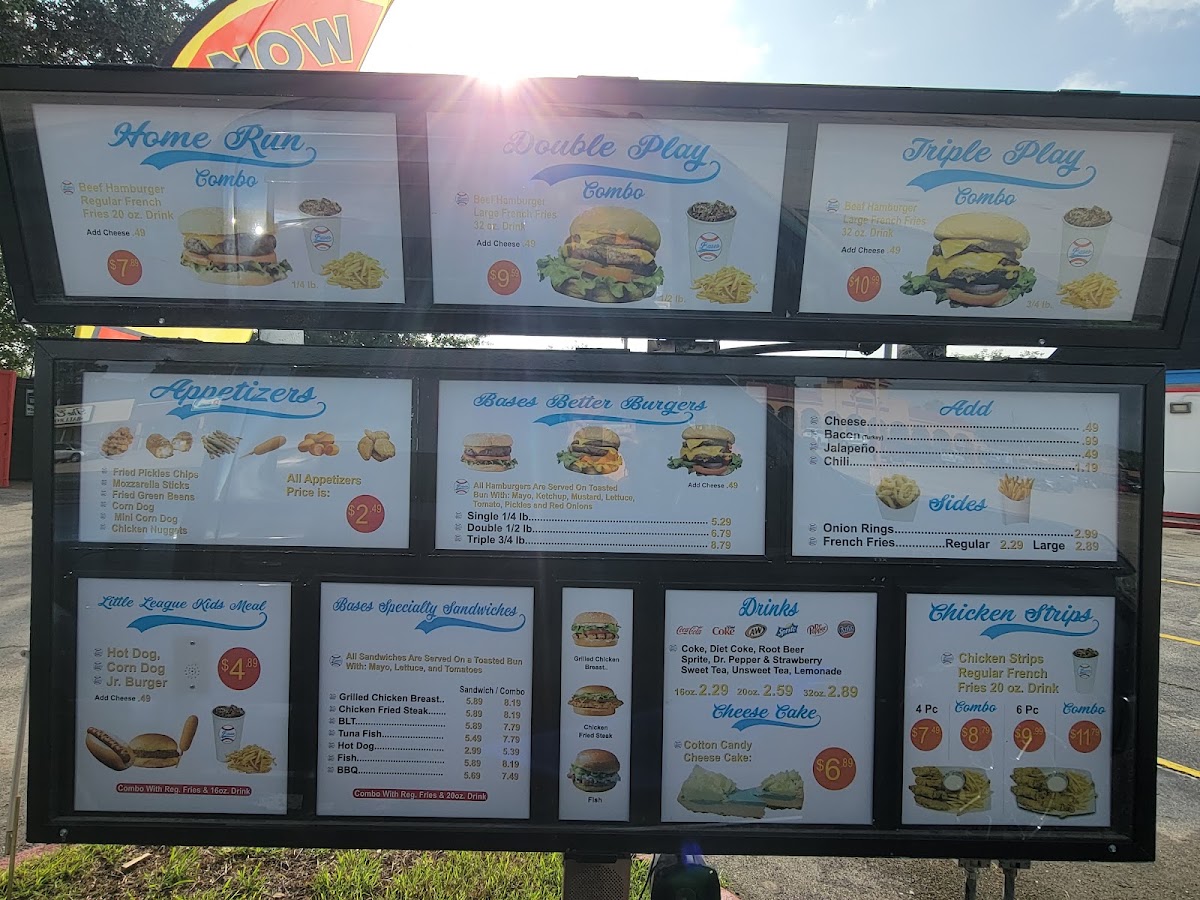 Bases Burgers menu board