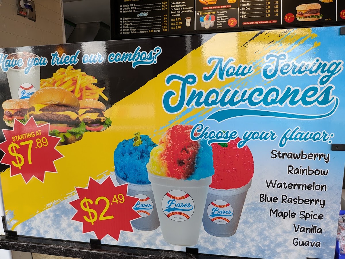 Bases Burgers menu board