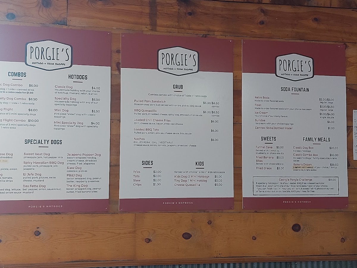 Porgie's Chow Wagon menu board