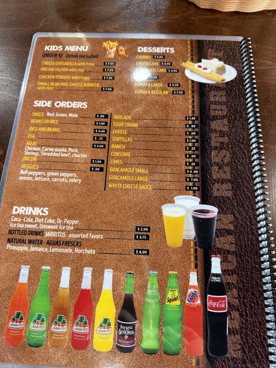 Fajita Grill Homemade Mexican Food & Mediterranean menu board