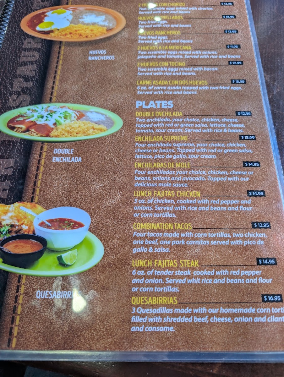Fajita Grill Homemade Mexican Food & Mediterranean menu board