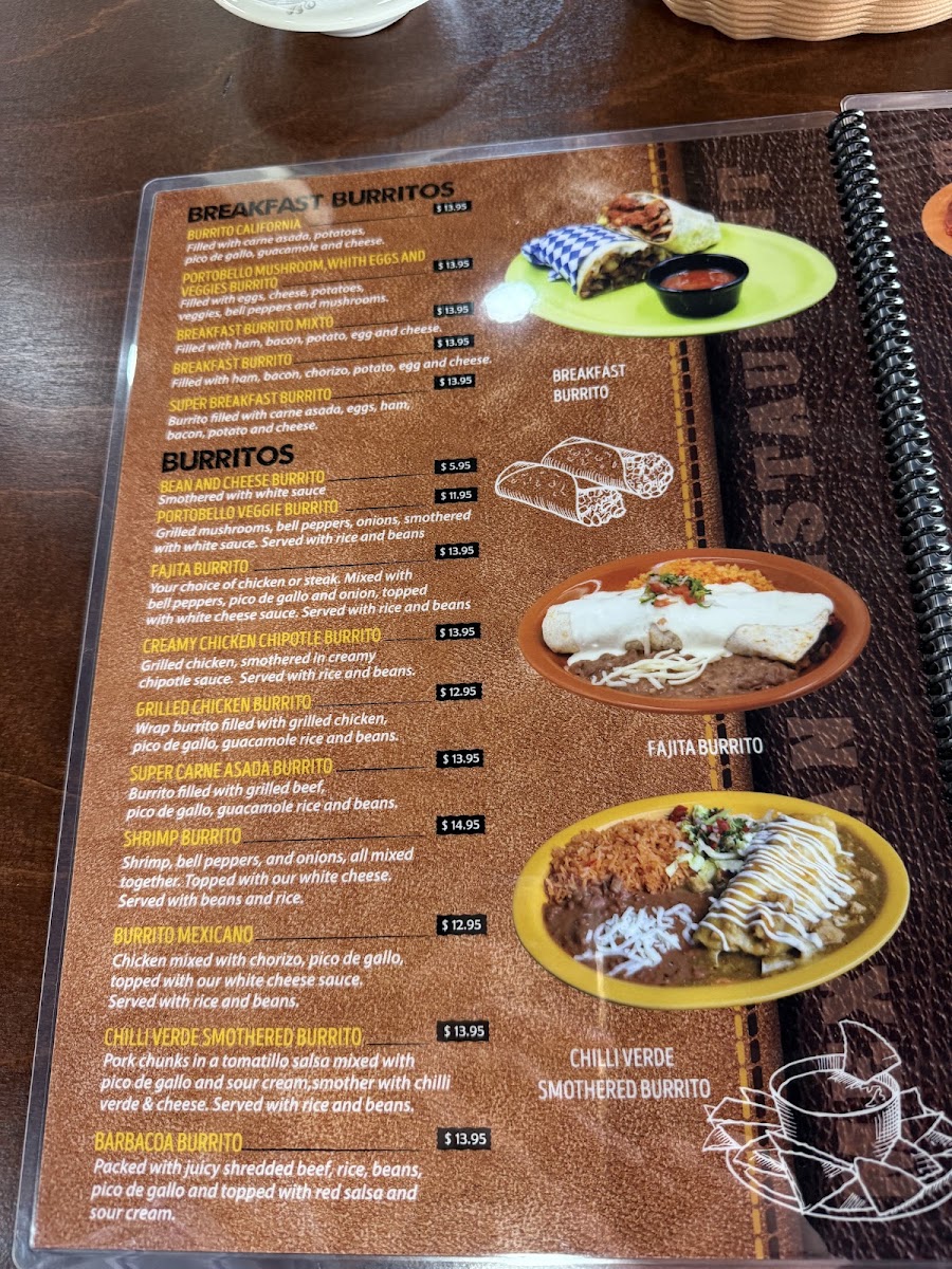 Fajita Grill Homemade Mexican Food & Mediterranean menu board